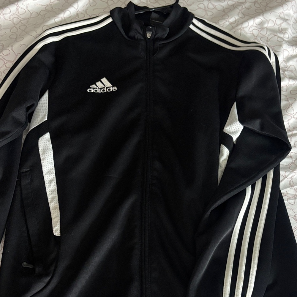 Adidas Black Jacket with White Stripes